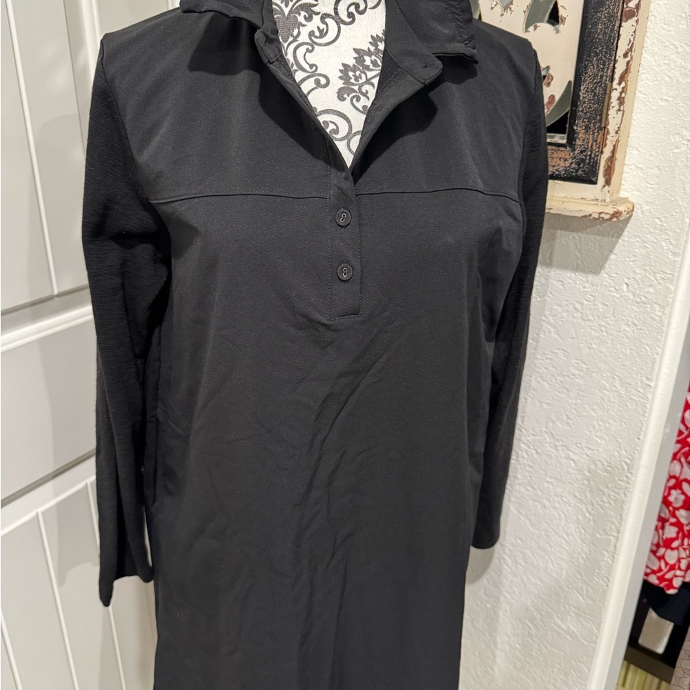 Black Long Sleeve Polo Dress